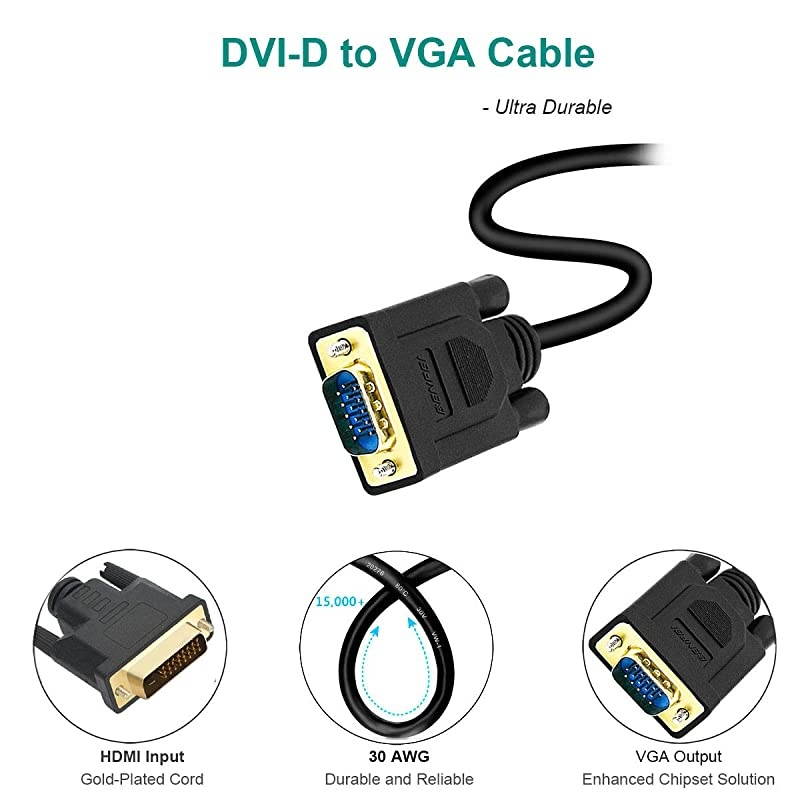 Active DVID to VGA  DVID 24+1 to VGA 6 Feet Cable Male to Male GoldPlated Cord
