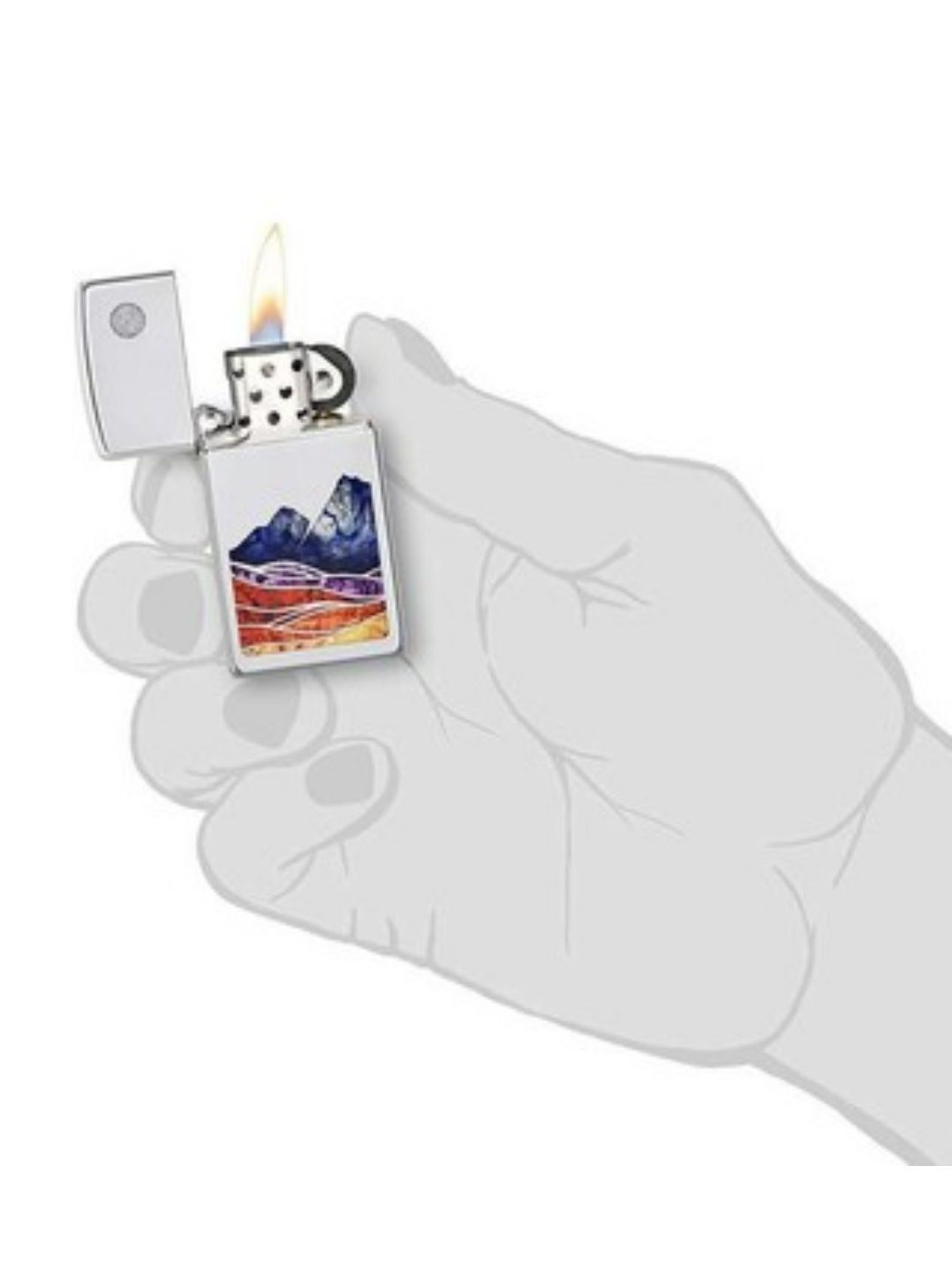 Zippo Multicolor Slim Landscape Design Brass Windproof Pocket Lighter