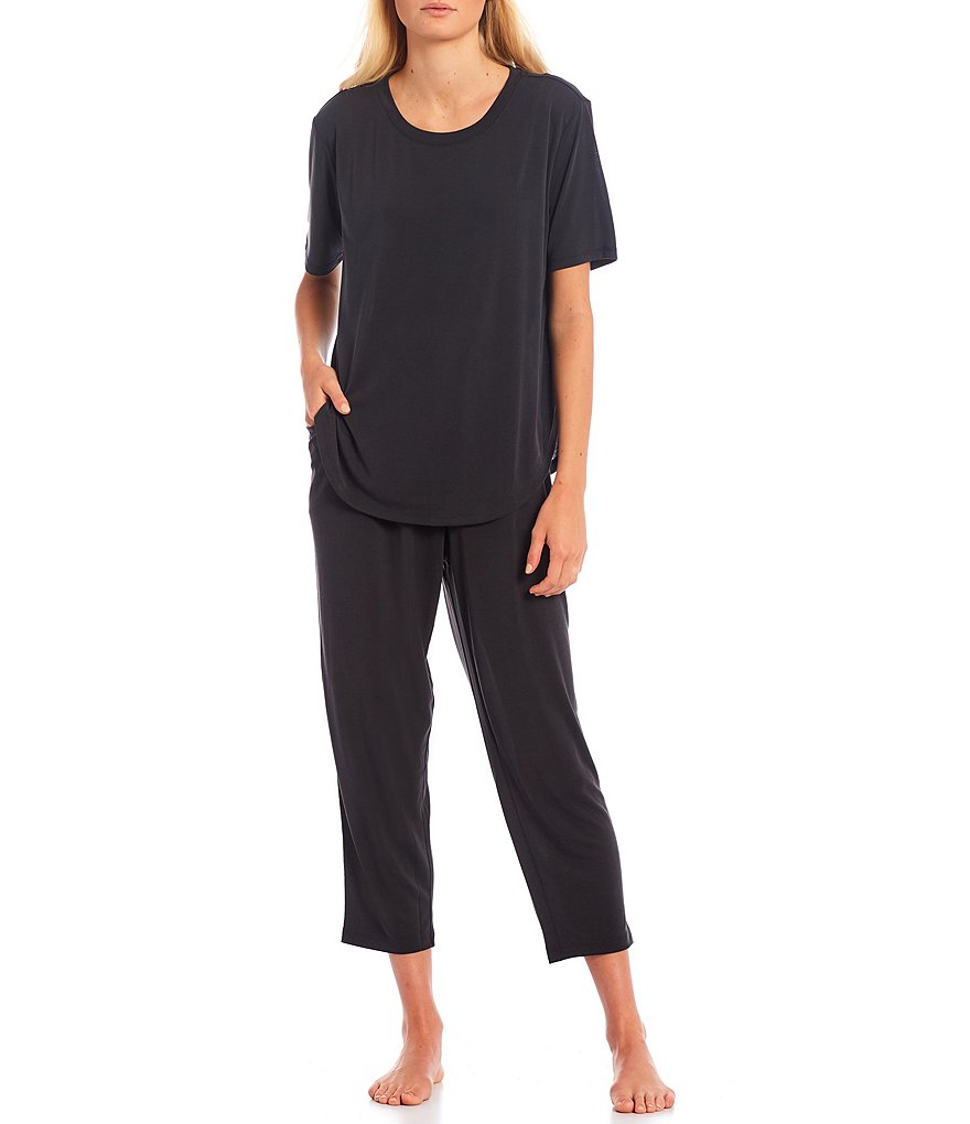 Nottibianche Easy Essentials Solid Jersey Knit Round Neck Short Sleeve Coordinating Sleep Top