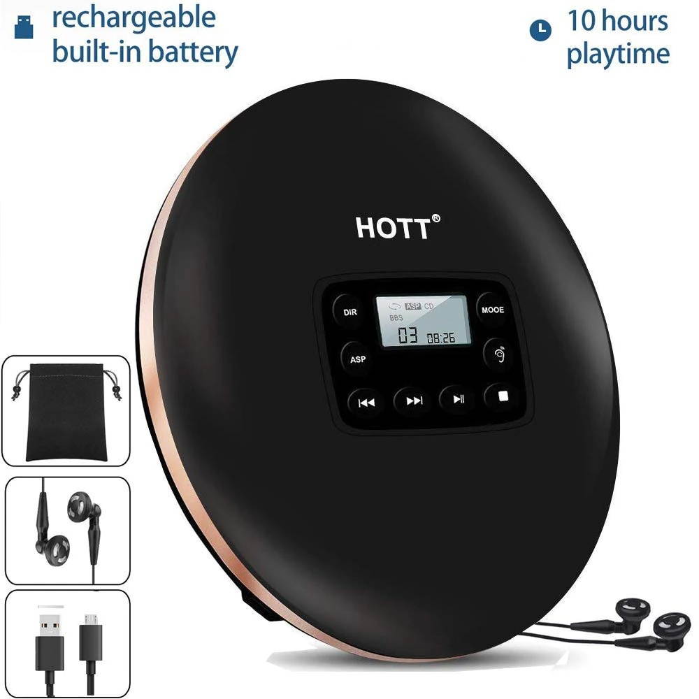 CD Player Rechargeable  CD Player Personal Disc Player with LCD Display, Music Walkman cd player for Kids &Adults