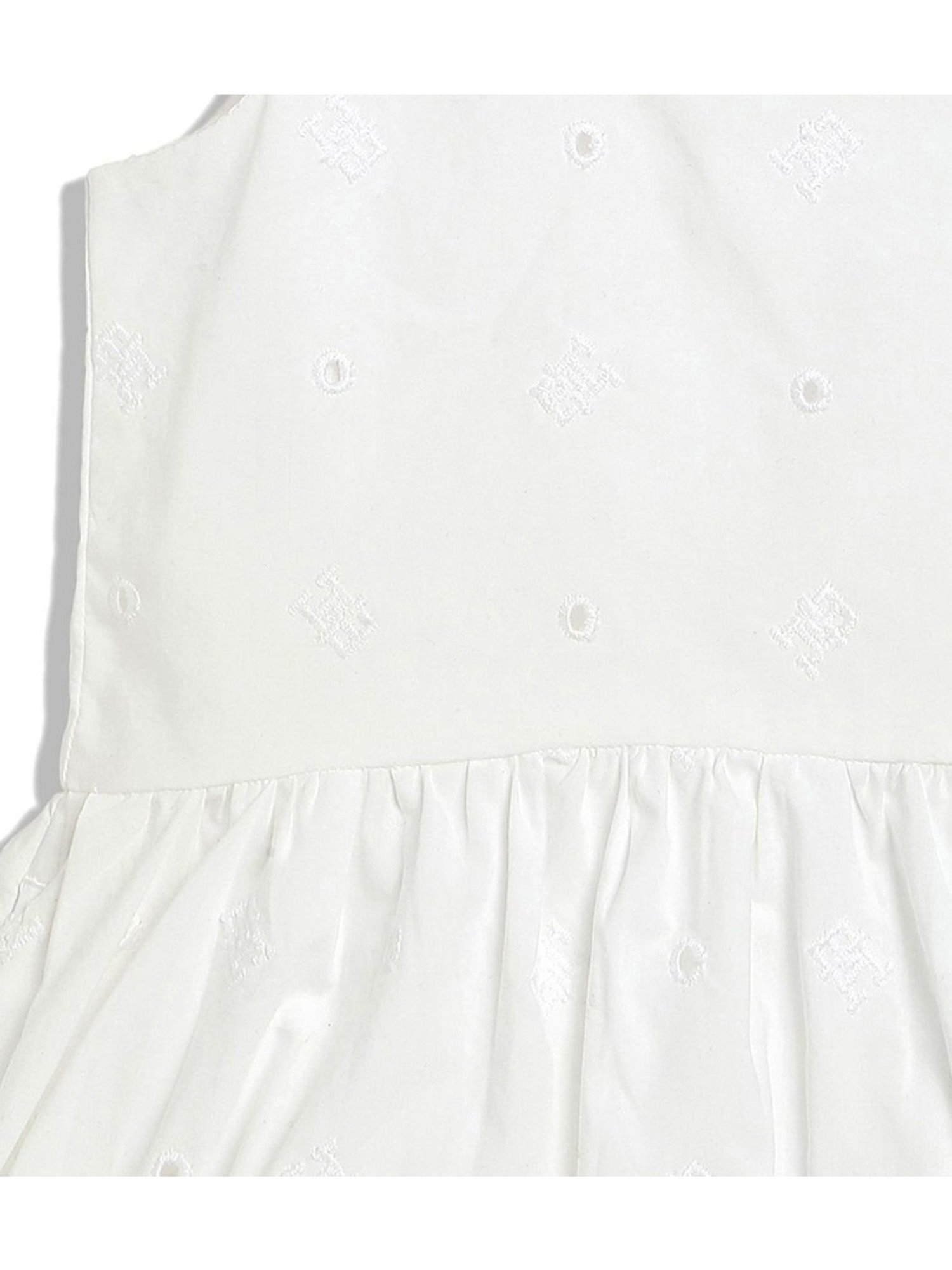 Tommy Hilfiger Kids White Embroidery Regular Fit Dress