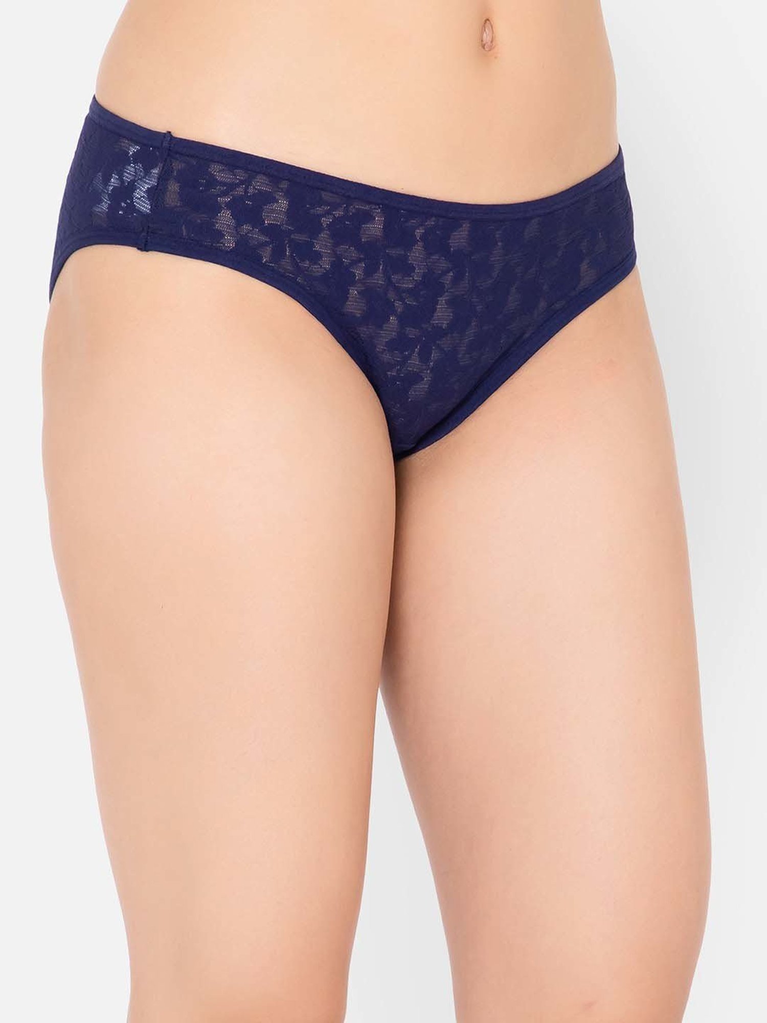 Clovia Blue Lace Work Bikini Panty