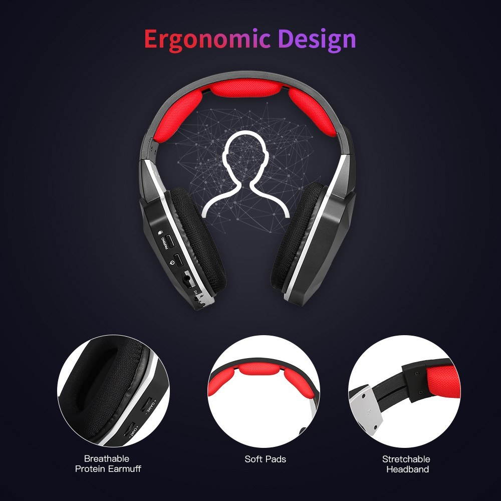 HW-N9U Wireless Gaming Headset 2.4GHz Optical Gaming Headphone Virtual 7.1 Channel Surround Sound Gaming Headset for PS4/PC/Mac
