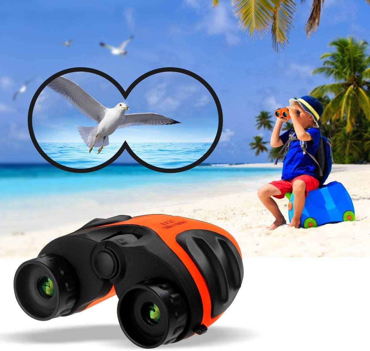 Binoculars for Kids Outdoor Toys for 4-8 Year Old Boys Compact Kids Binoculars Gifts for Girl Age 5-9 Birthday Present for Kids 8x21 Orange