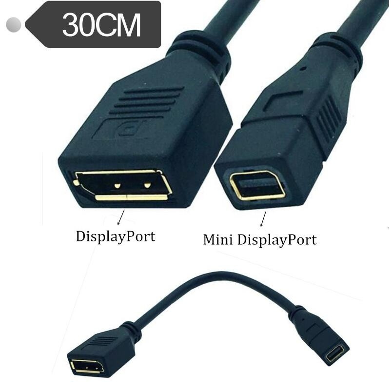 Gold Plated DP to Mini DP Female Mini 1080P HD Displayport to Female Displayport Adapter Cable Converter 30cm