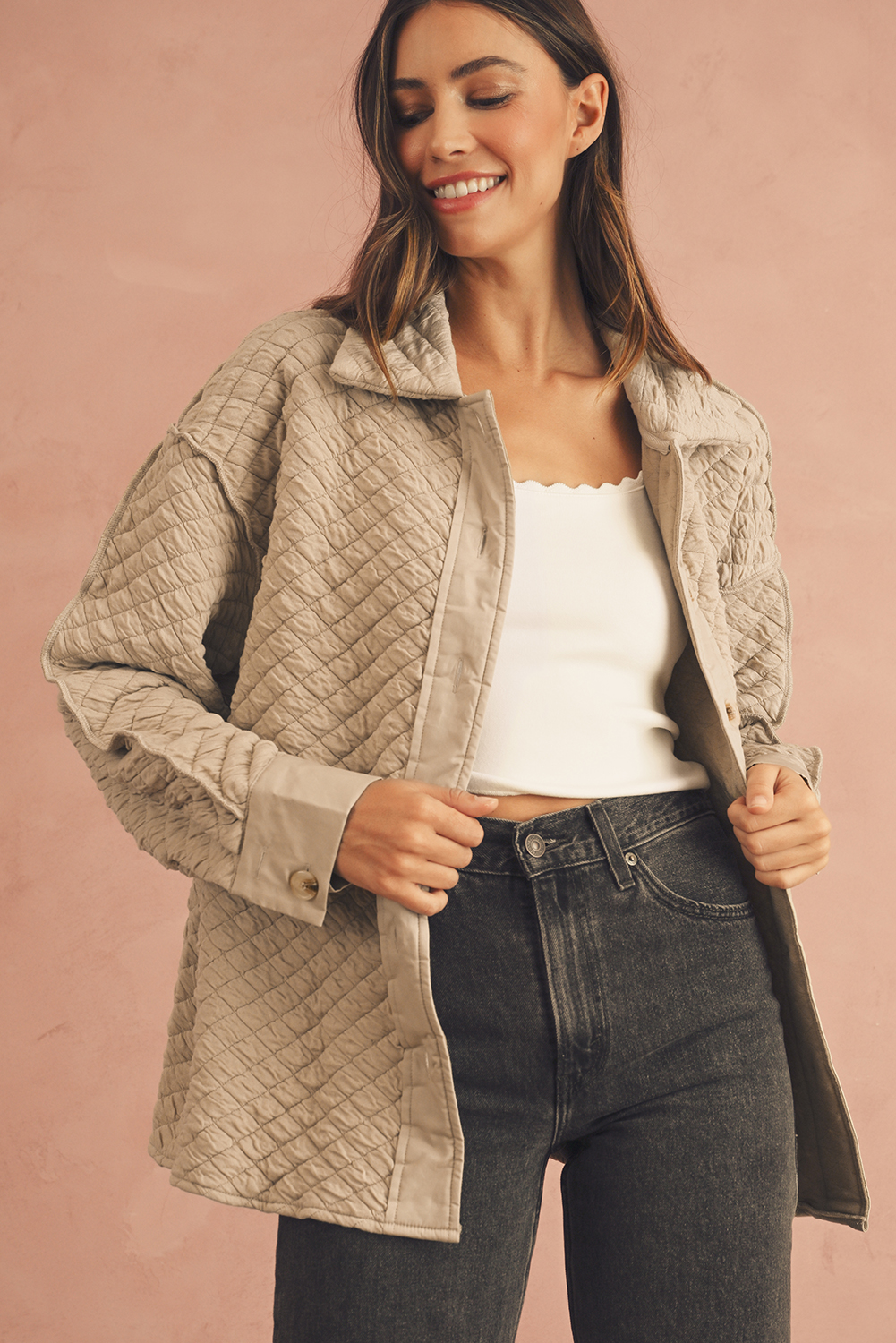 Brown Plaid Button Up Long Sleeve Flannel Shacket