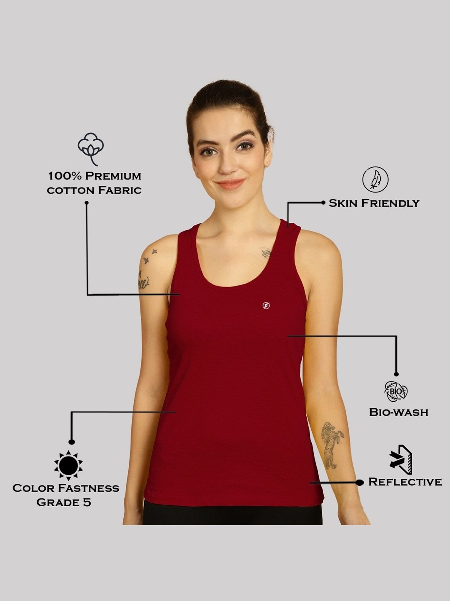 Friskers Maroon & Green Cotton Sports Tank Top - Pack Of 2