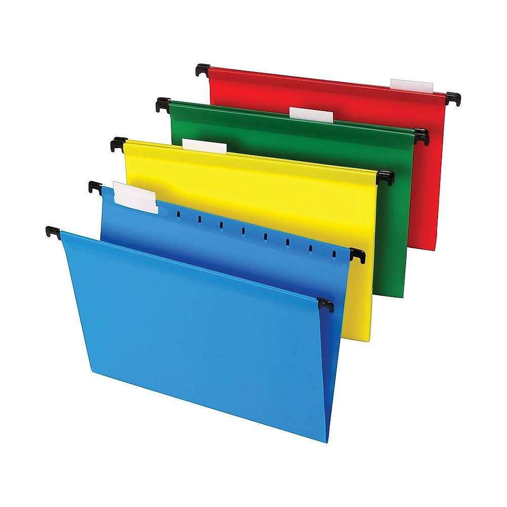 Staples Poly Hanging File Folders 5-Tab Letter Size Assorted Colors 20/BX