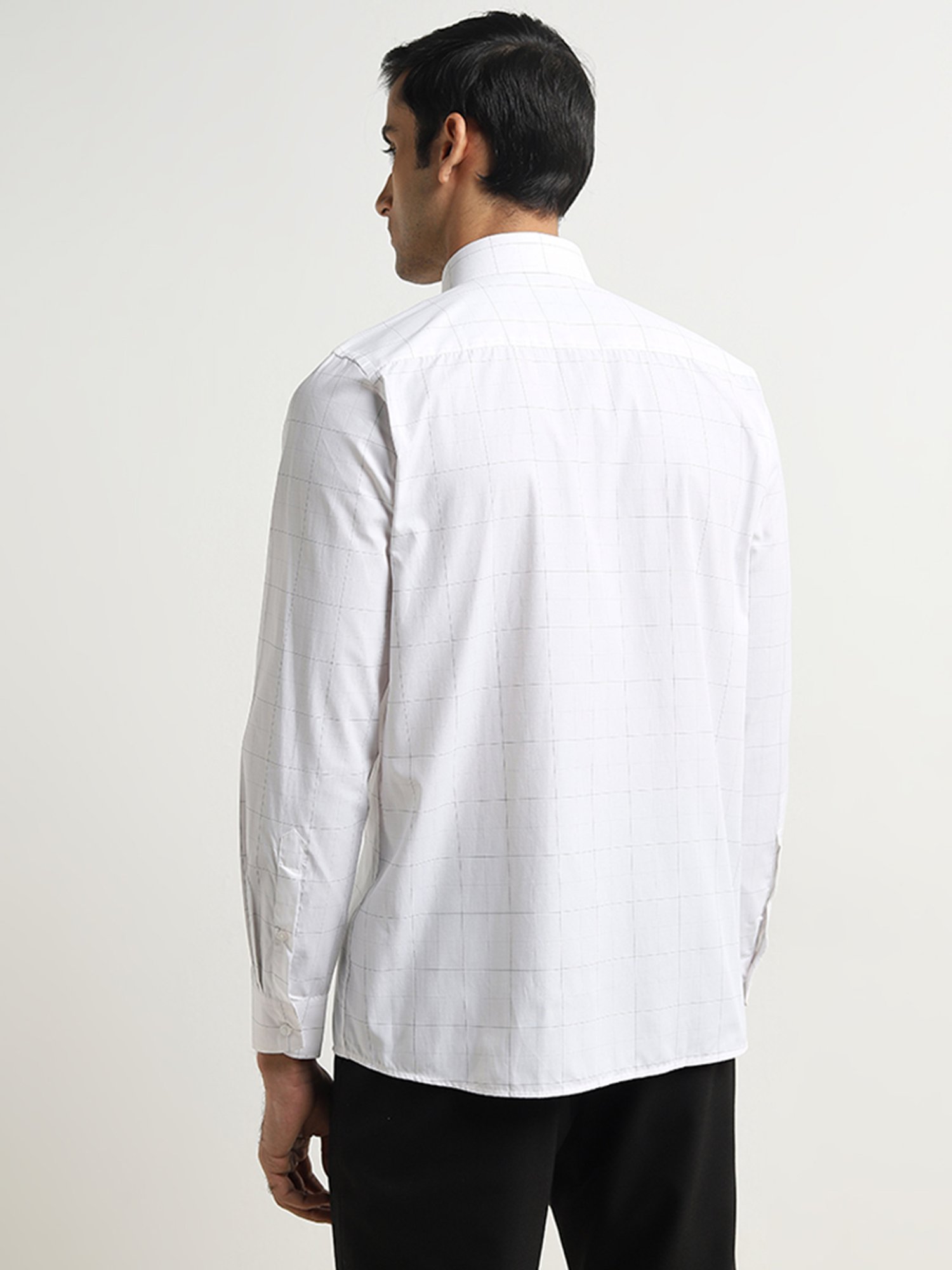 WES Formals by Westside White Checks Printed Slim-Fit Shirt