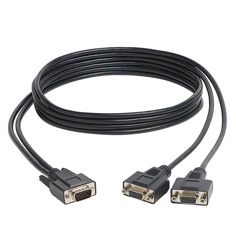 P516006HR High Resolution VGA Monitor Y Splitter Cable HD15 to 2x HD15 6ftBlack