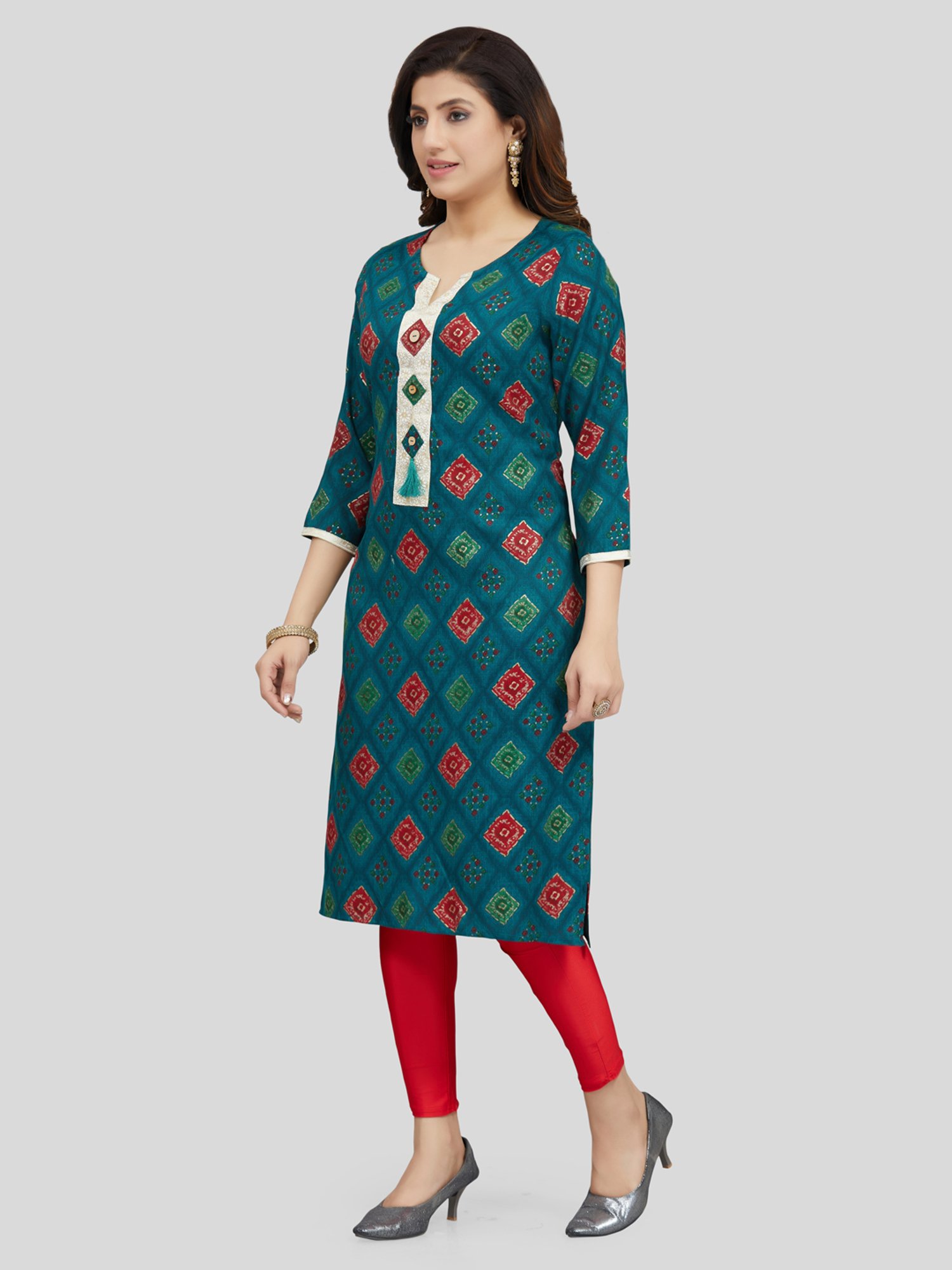 Saree Swarg Green Printed Straight Kurta