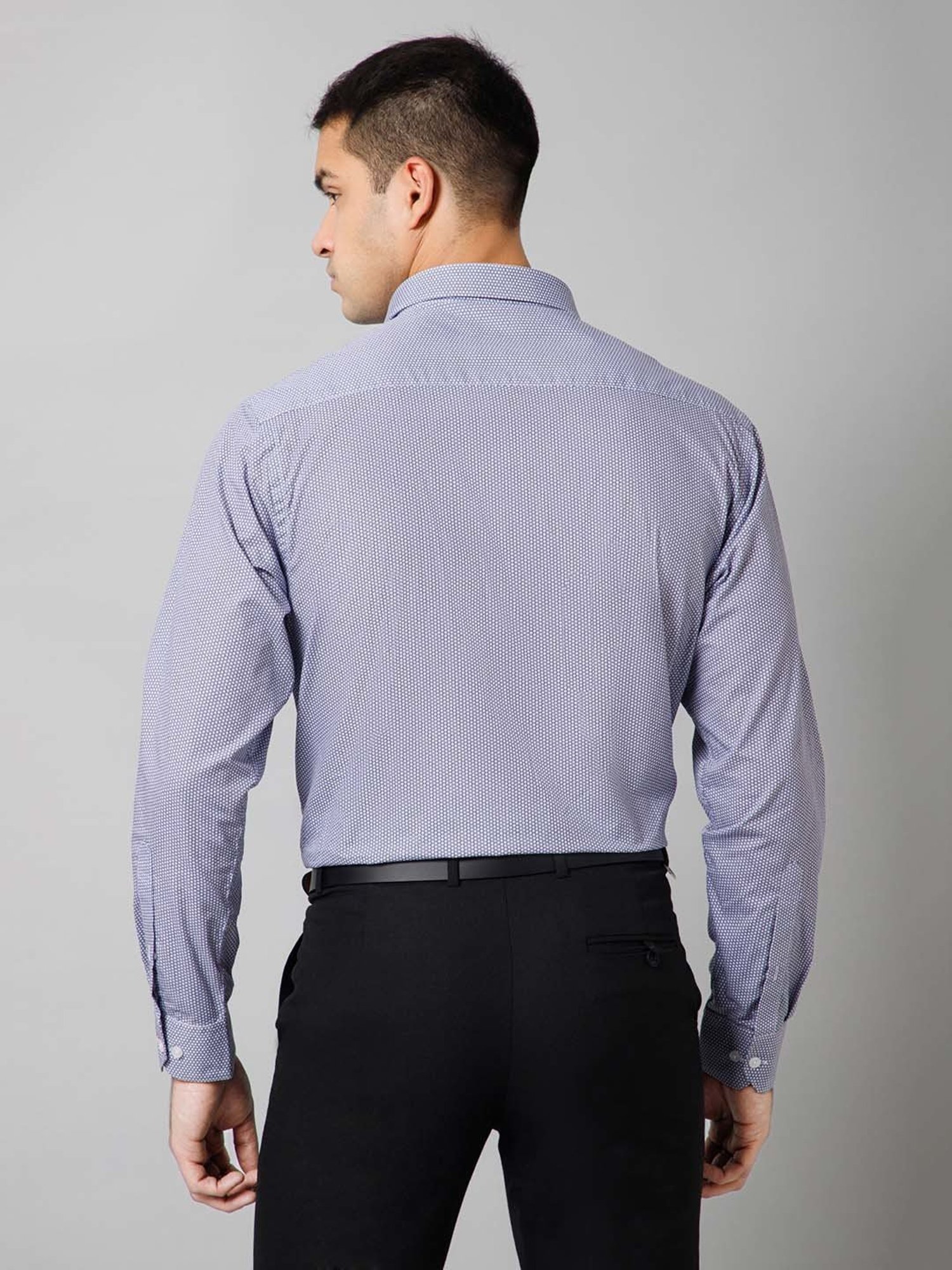 Sojanya Blue Cotton Regular Fit Self Pattern Shirt