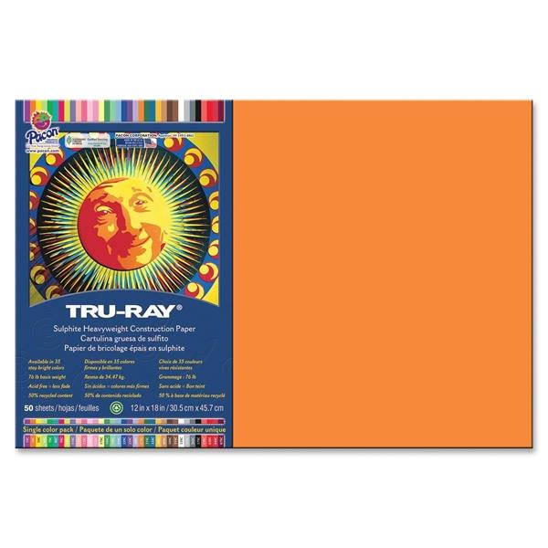 Pacon Tru-Ray Construction Paper 76 lbs. 12 x 18 Pumpkin 50 Sheets/Pack 103426