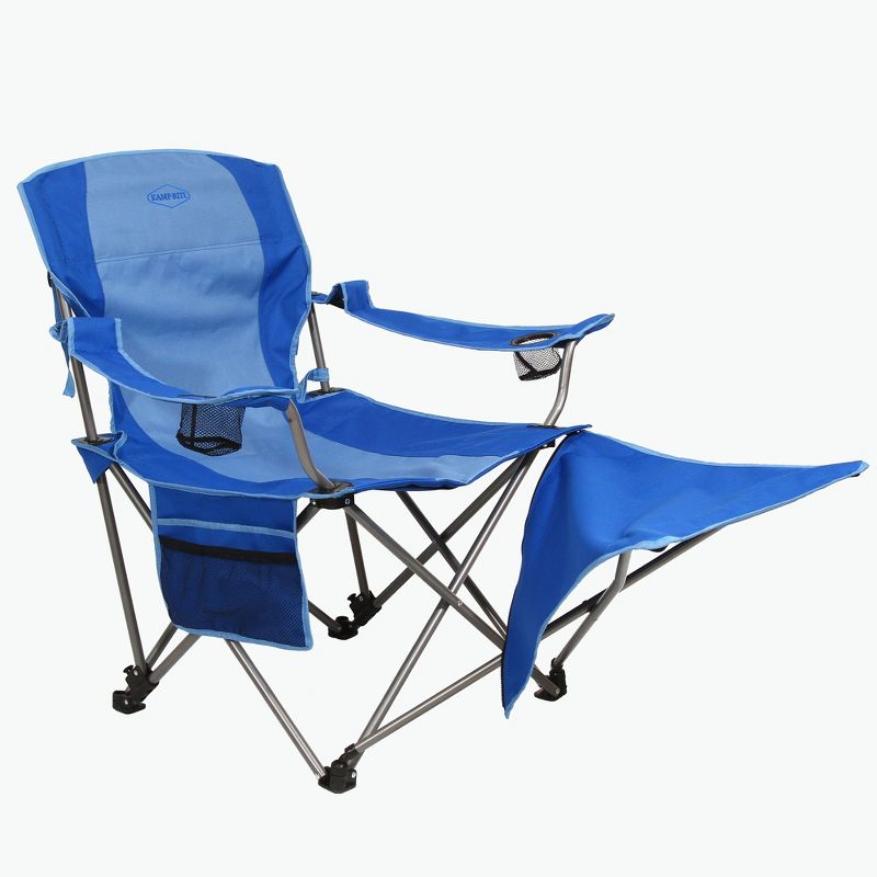 Kamp-Rite KAMPCC236 Outdoor Camping Furniture Beach Patio Sports Folding Lawn Chair with Detachable Footrest and Cup Holders, Blue