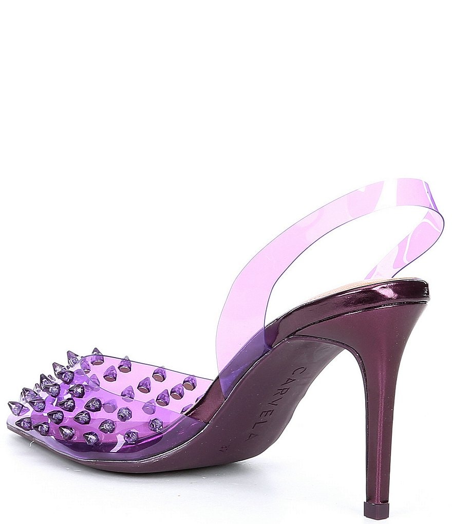 Carvela Lapiz Clear Studded Sling Pumps