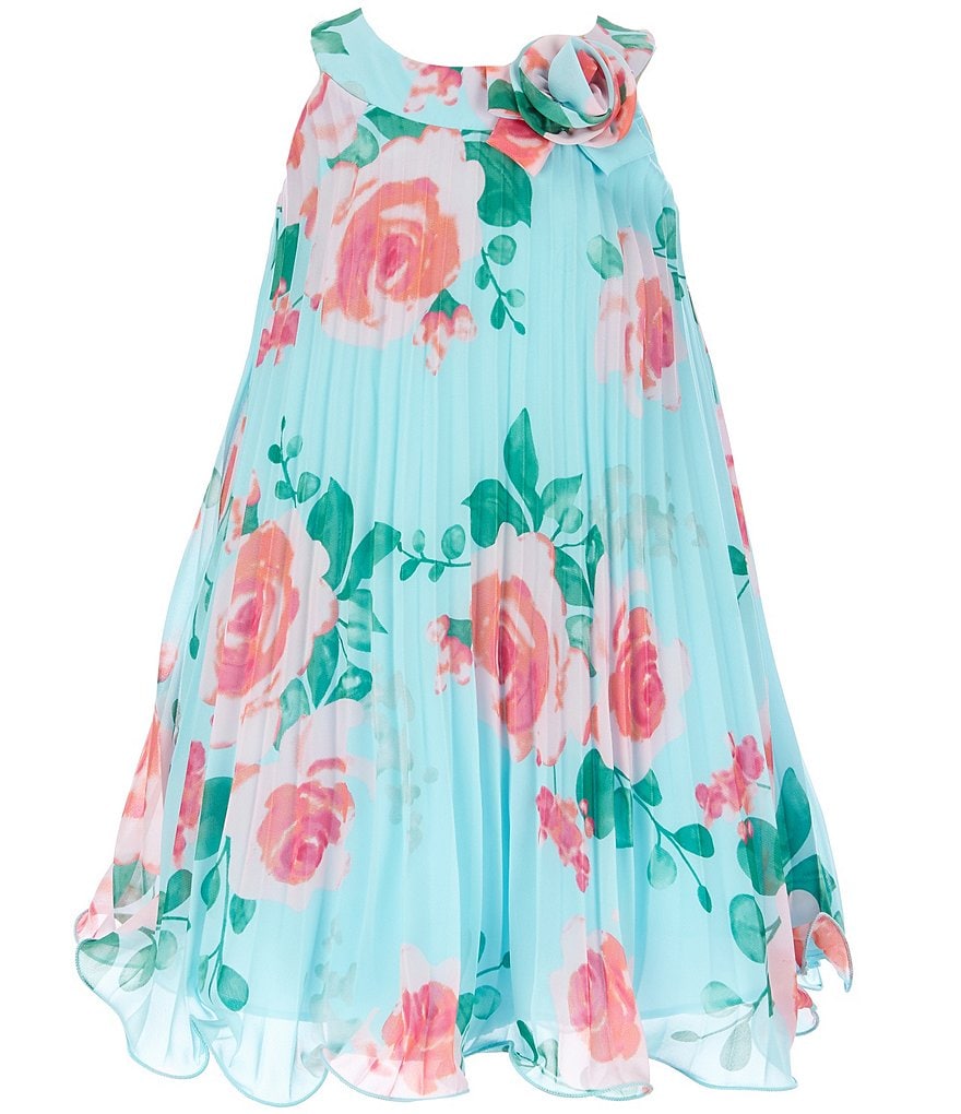 Bonnie Jean Little Girls 2T-6X Floral Pleated Trapeze Dress