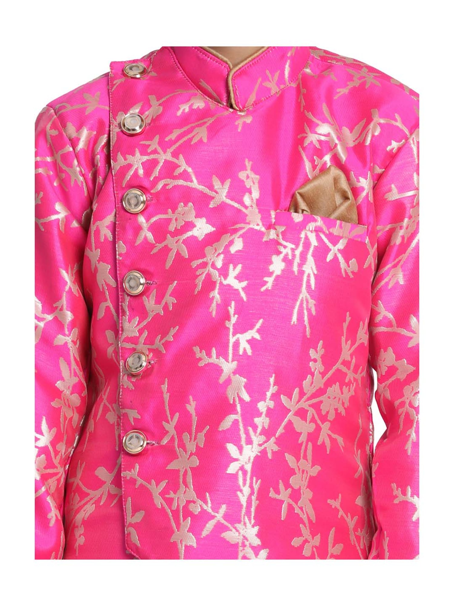 VASTRAMAY Boys Turquoise Floral Full Sleeves Indowestern