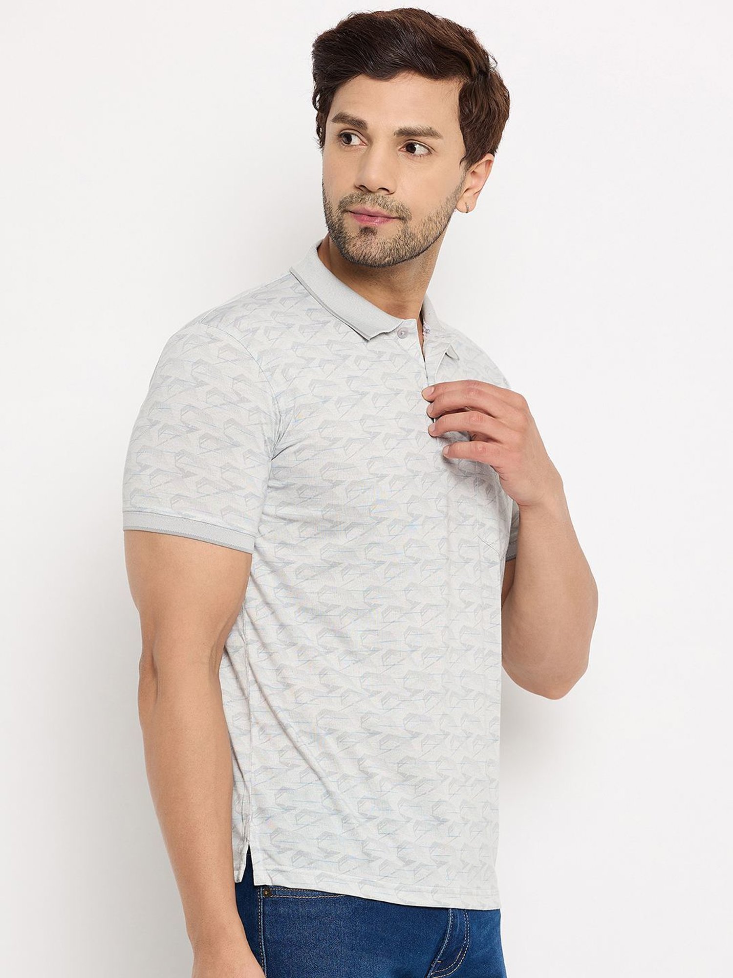 Duke Grey Regular Fit Printed Polo T-Shirt