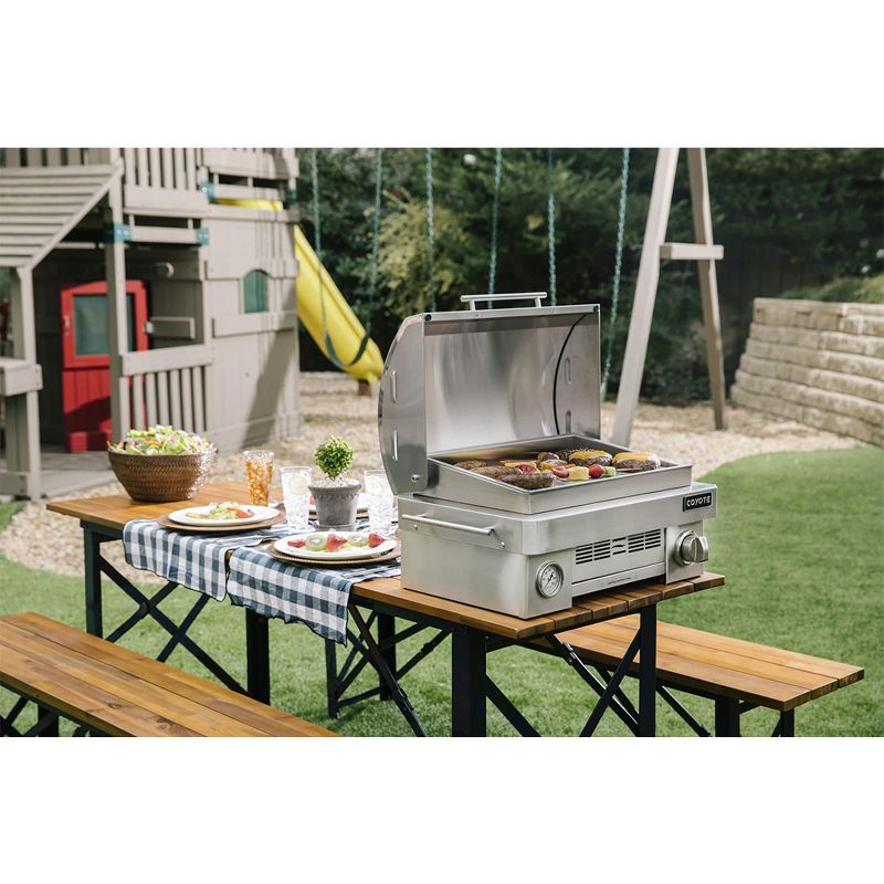 Coyote Outdoor C1PORTLP Infinity Burner 200 Square Inch Portable Propane Gas Grill, Silver