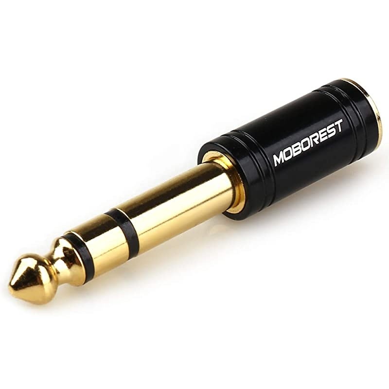 1/4'' (6.35mm) Male TRS Plug to 1/8'' (3.5mm) Female Socket Stereo Audio Jack Pure Copper Adapter for Headphone, Amp, Adapte - Black 1PCS
