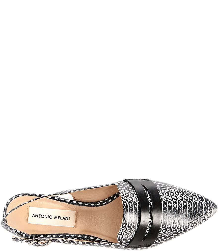Antonio Melani Charpay Snake Print Leather Slingbacks