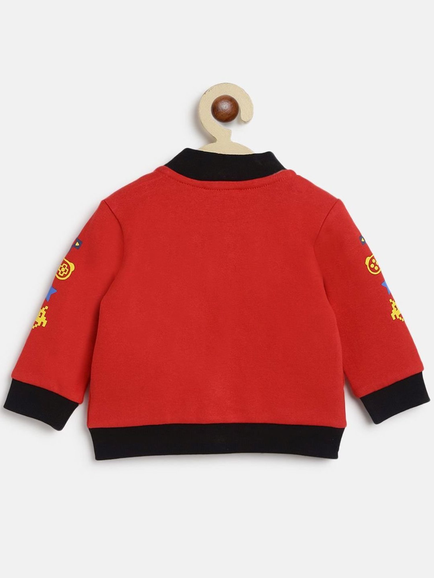 Chicco Kids Red & Black Cotton Printed Full Sleeves Jacket Set