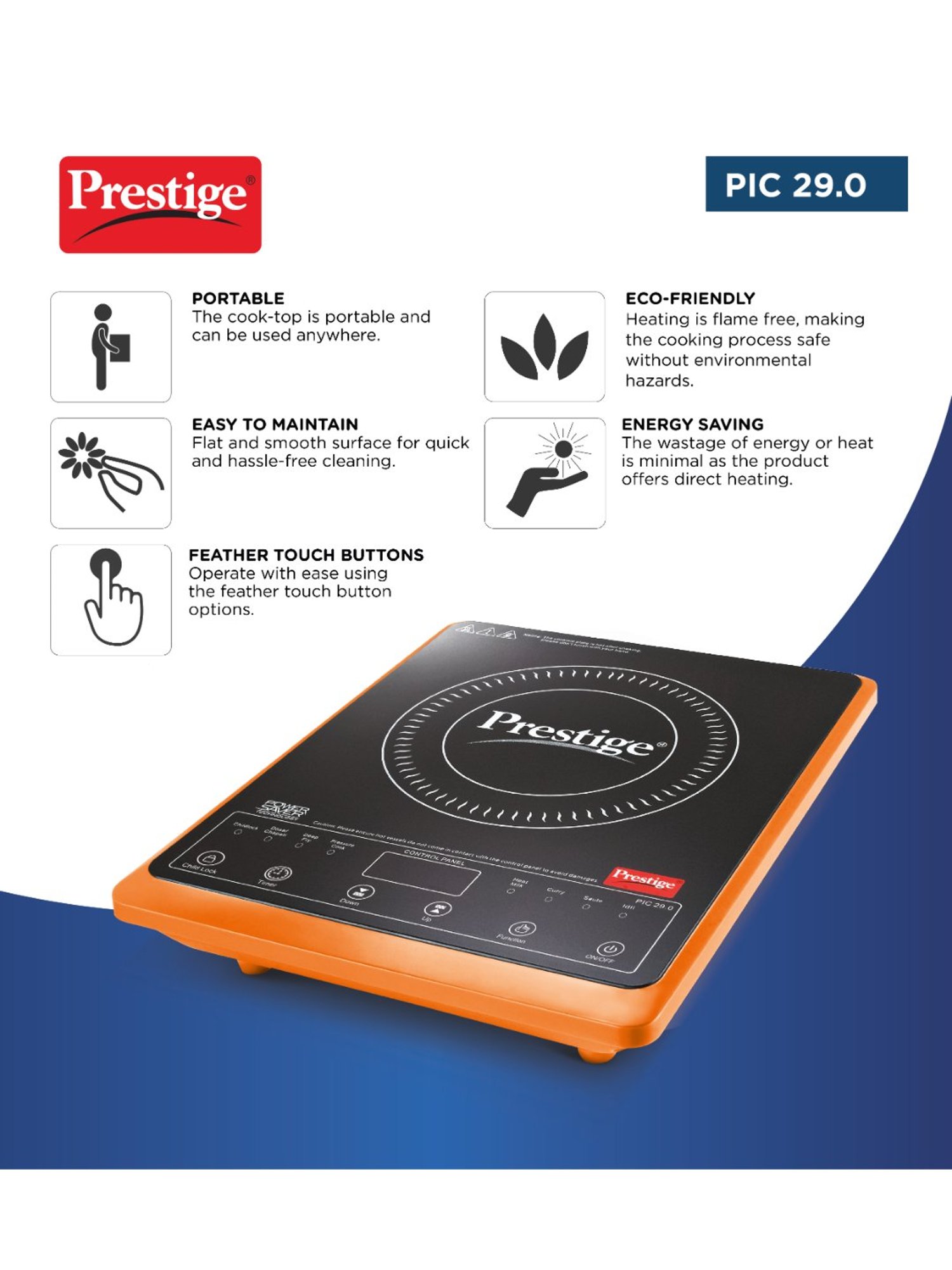Prestige PIC 16.0 Plus 1900W Induction Cooktop (Black)
