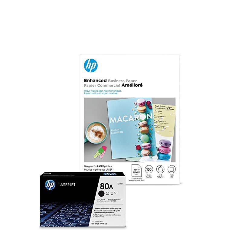 80A Black Toner +  Brochure Paper Matte Laser 85 x 11 150 sheets Enhanced