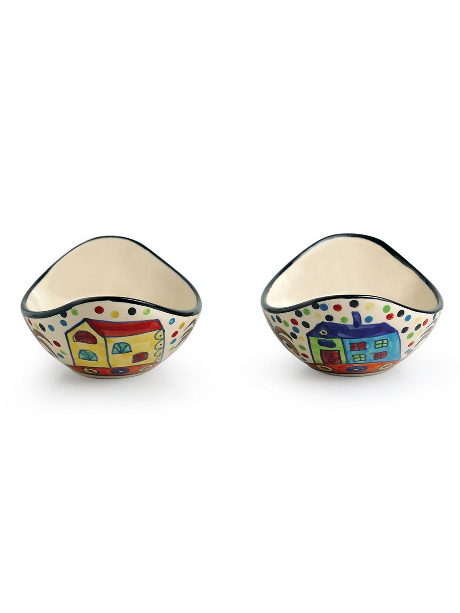 BlackCarrot Black & White Ceramic Dip Bowls Set of 2