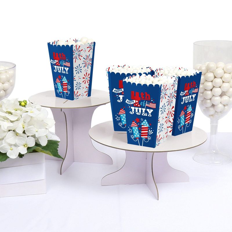 Big Dot of Happiness Firecracker 4th of July - Red, White and Royal Blue Party Favor Popcorn Treat Boxes - Set of 12