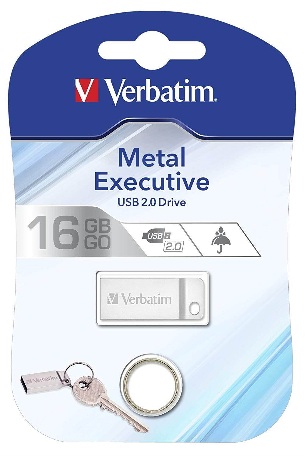 Verbatim 16GB Metal Executive  USB Flash Drive - Silver