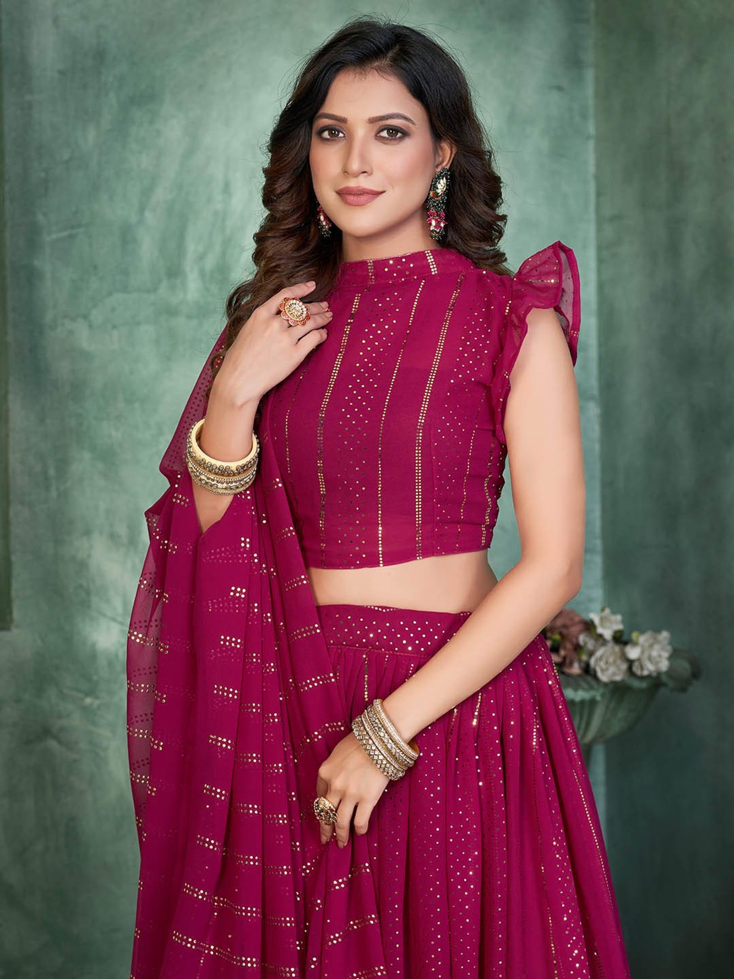 Warthy Ent Pink Embellished Lehenga Choli Set With Dupatta