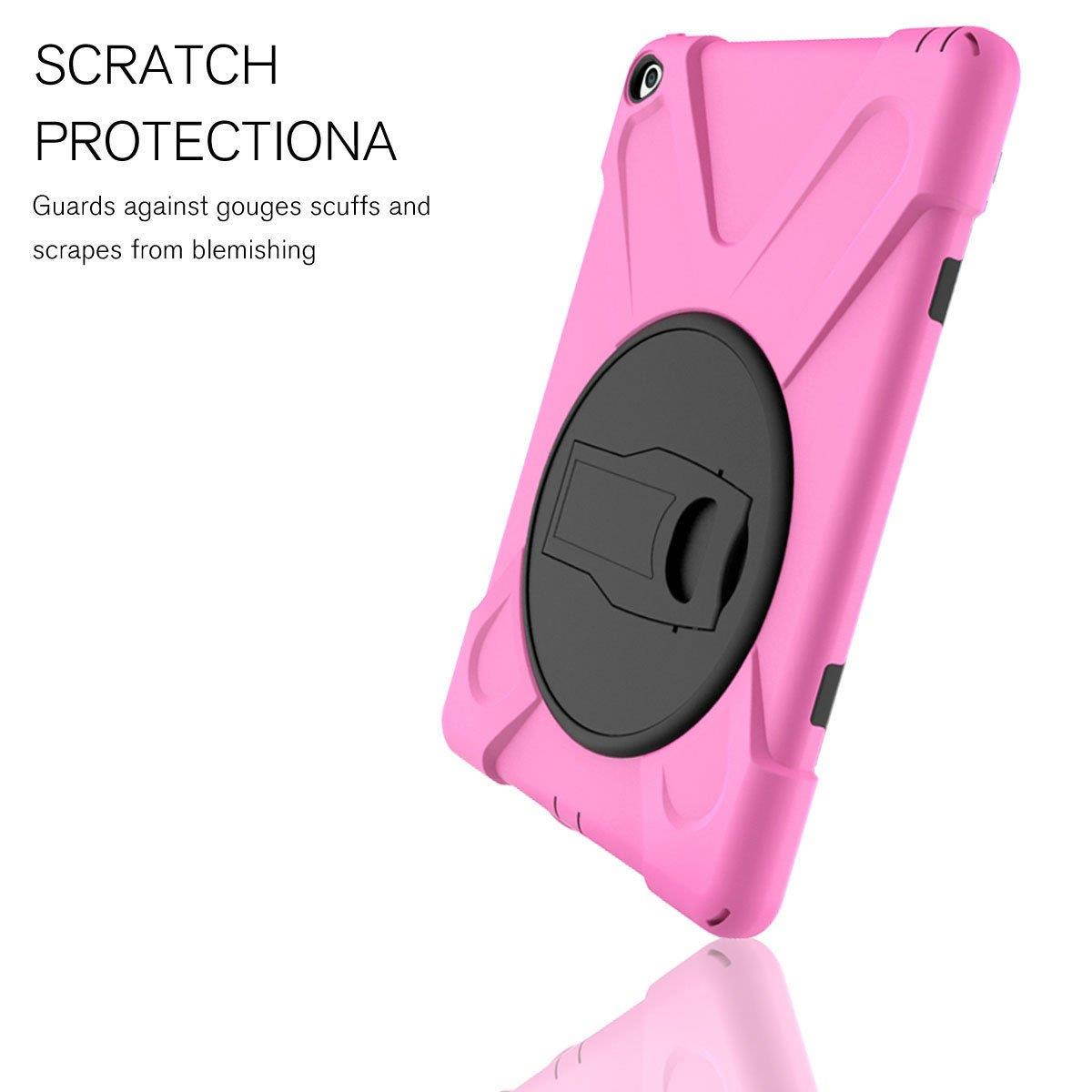 FastSun 360 Rotating Stand Shockproof Armor Hard Back Case Cover For iPad 2 (Pink)