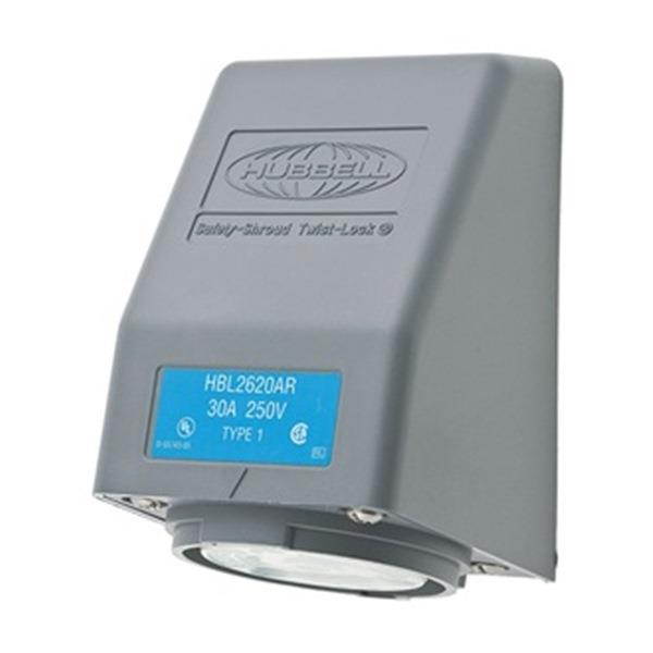 HUBBELL WIRING DEVICE-KELLEMS HBL2620AR 30A Angle Twist-Lock Receptacle 2P 3W