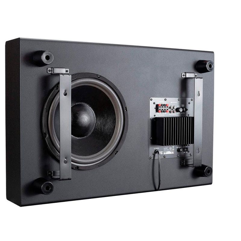 Monoprice SSW-12 Powered Slim Subwoofer - 12 Inch - Black With Ported Design, 150 Watts, LowProfile Includes On-Wall Mounting Brackets