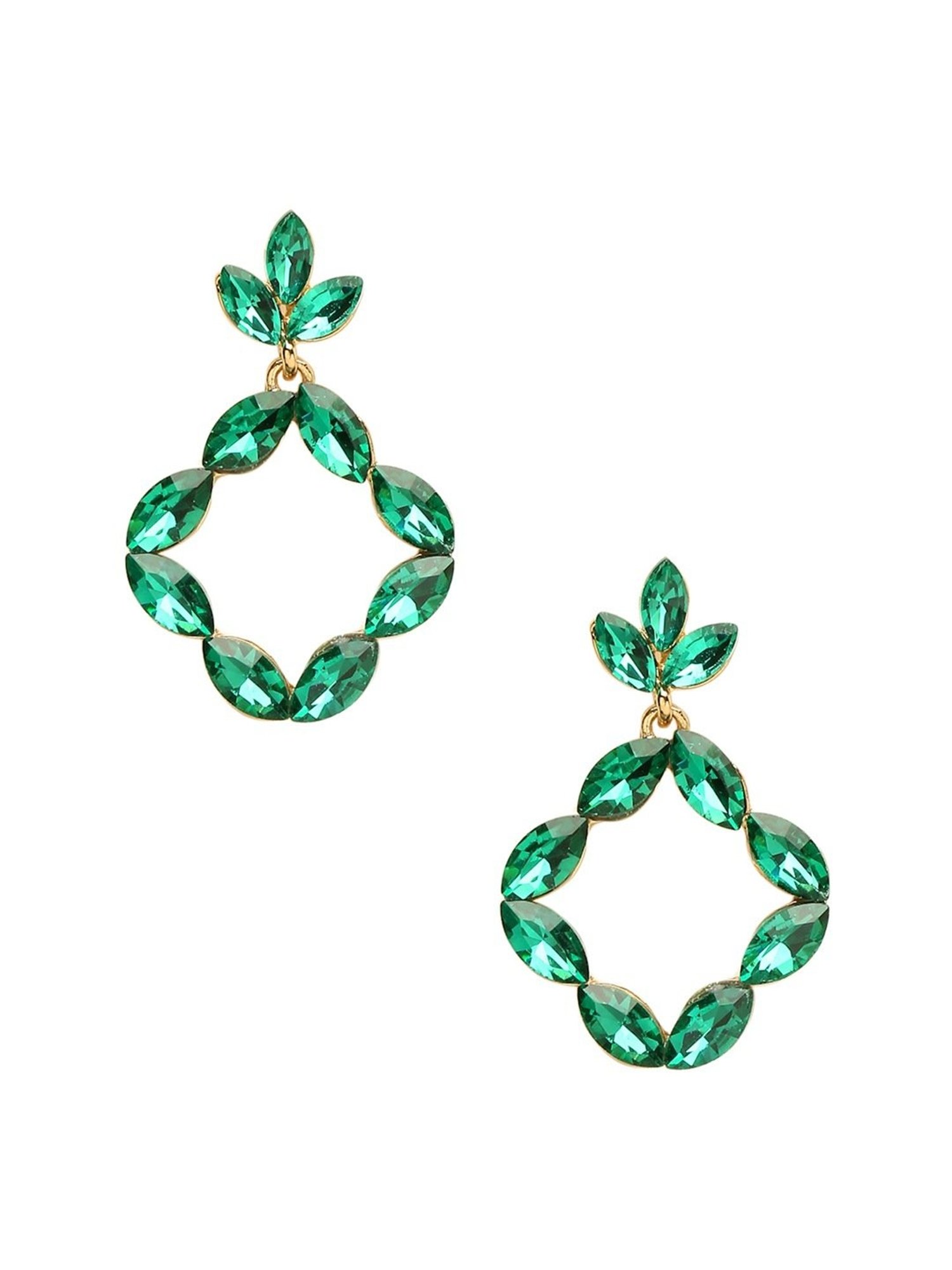 YouBella Contemporary Golden Green Dangler Earrings for Women