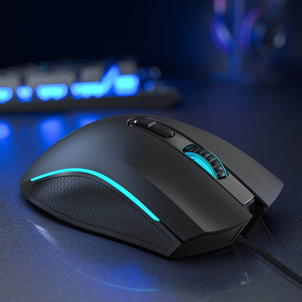 HXSJ Colorful Luminous Gaming Mouse Wired Mouse Six Adjustable DPI Macro Definition Programmable RGB Gaming Mouse A869