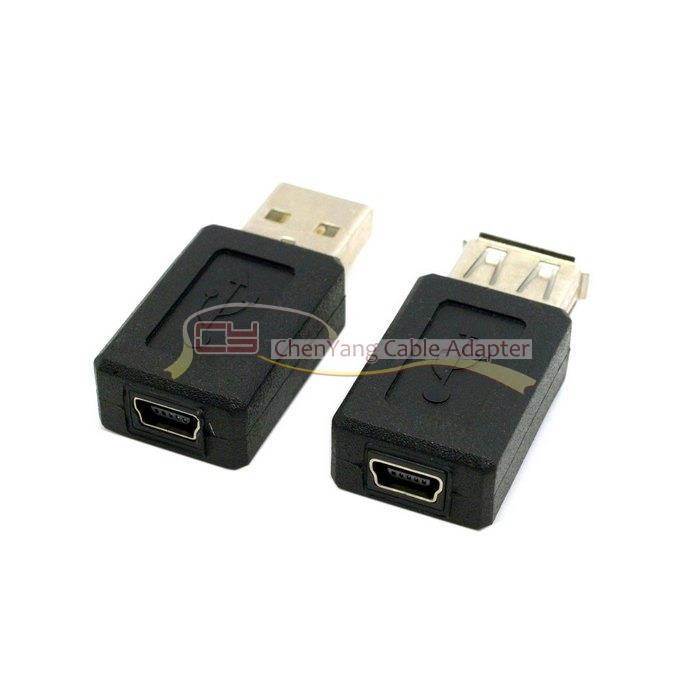 2pcs USB 2.0 A Type Male to Mini USB 5p Female & USB Female to 5p Female Adapter