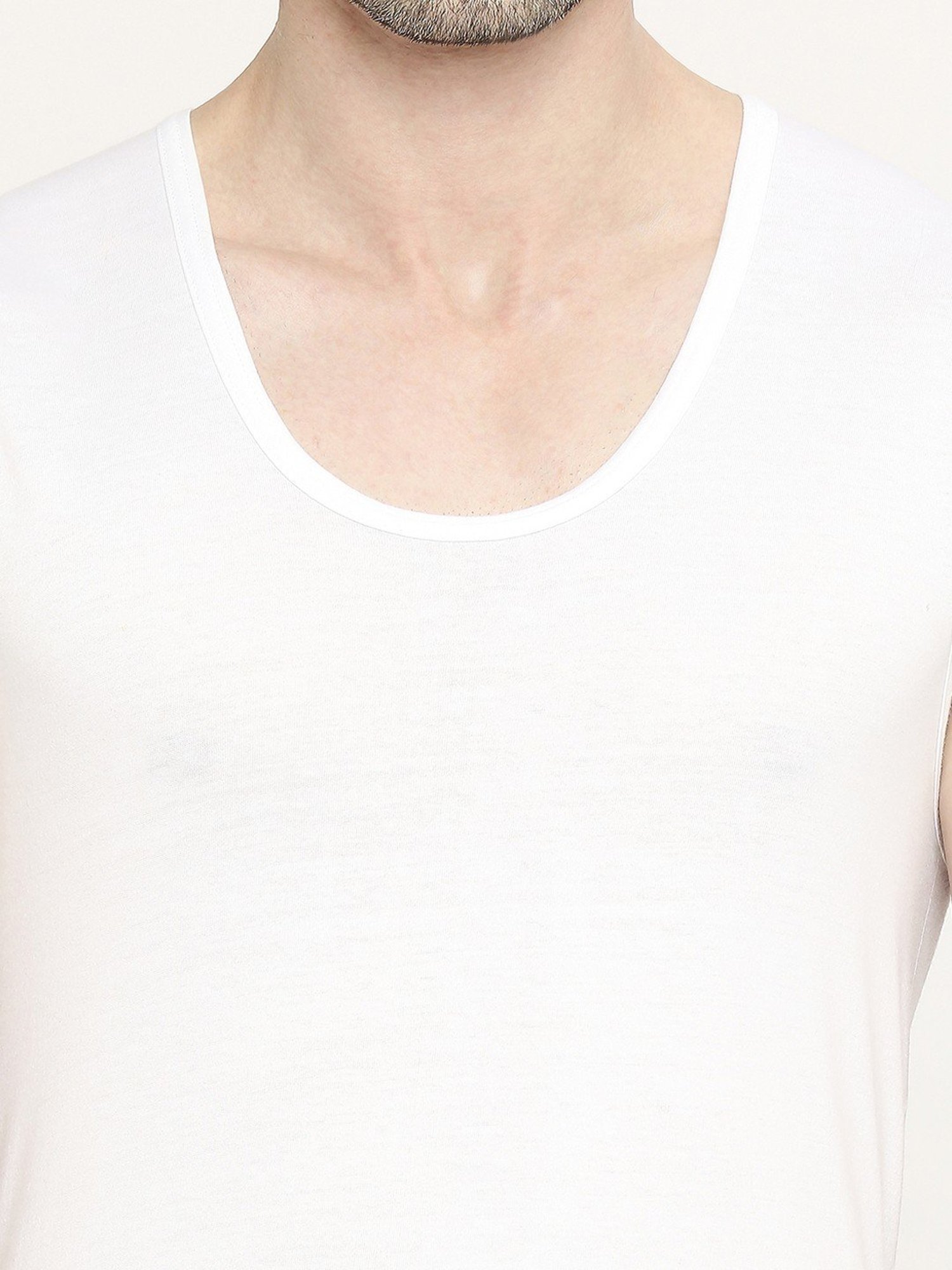 Vip White Cotton Skinny Fit Vest - Pack Of 2