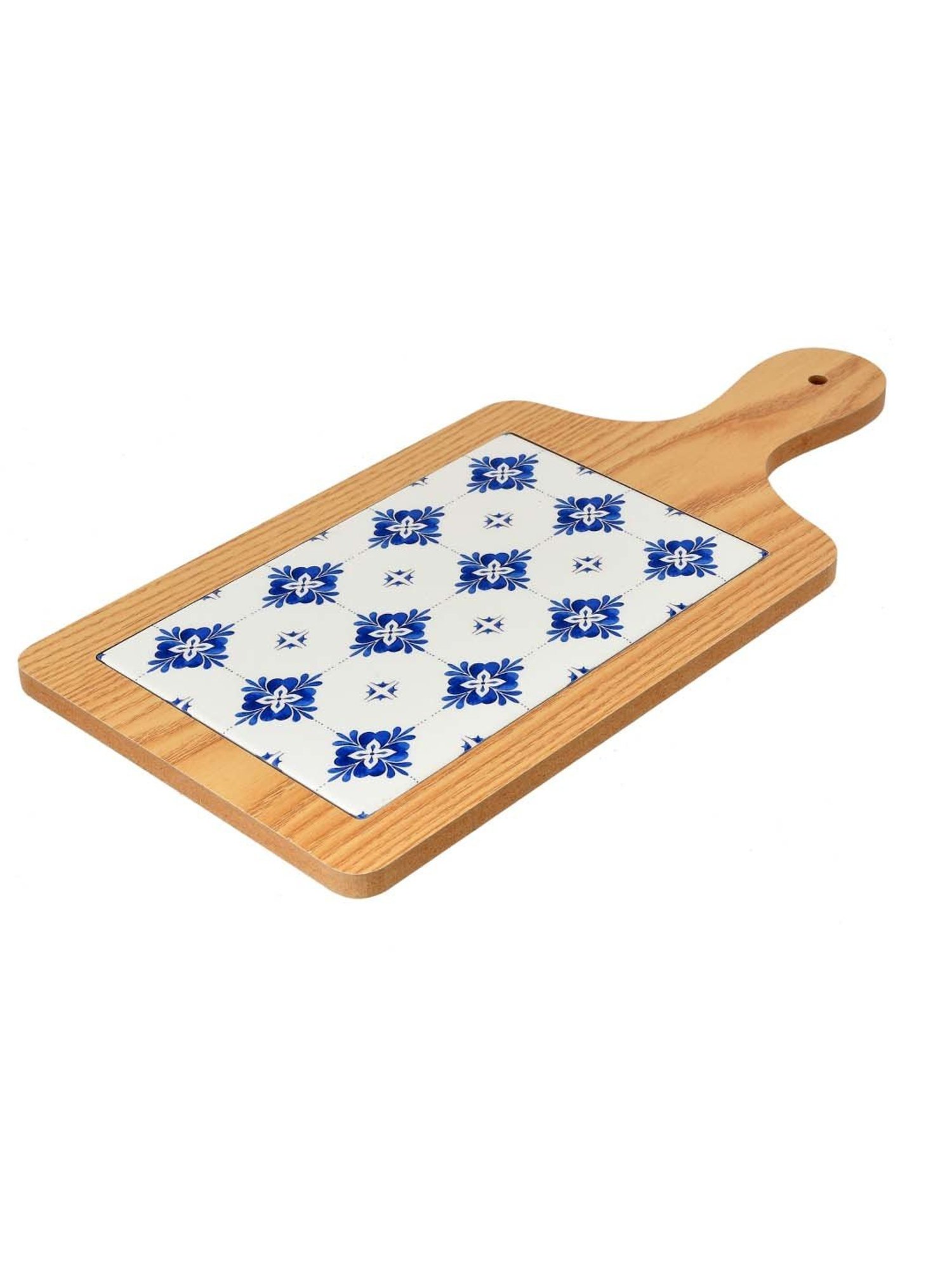 TAYHAA Blue & Brown Ceramic Appetizer Platter With Handle