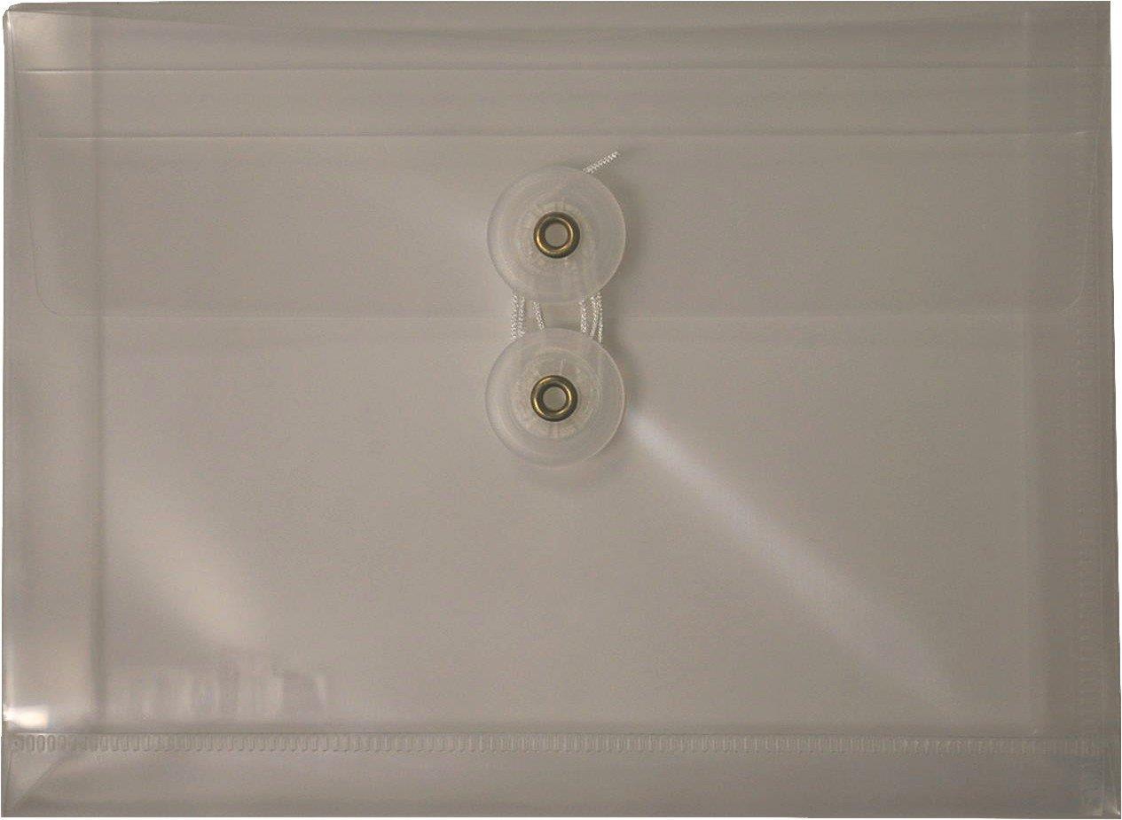 Filexec Poly envelope, Photo size, Side load, Button string closure, Clear (Pack of 12) (50074-15403)