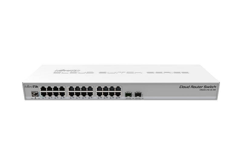 MikroTik - CRS326-24G-2S+RM - Cloud Router Switch 326-24G-2S+RM with 800MHz CPU, 512MB RAM, 24x Gigabit LAN, 2x SFP+