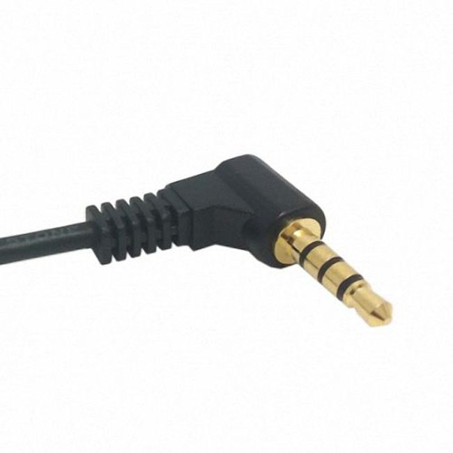 Jimier 90 degree right angled 3.5mm 4 poles Audio Stereo Male to Female Extension Cable 10cm Black RC-003