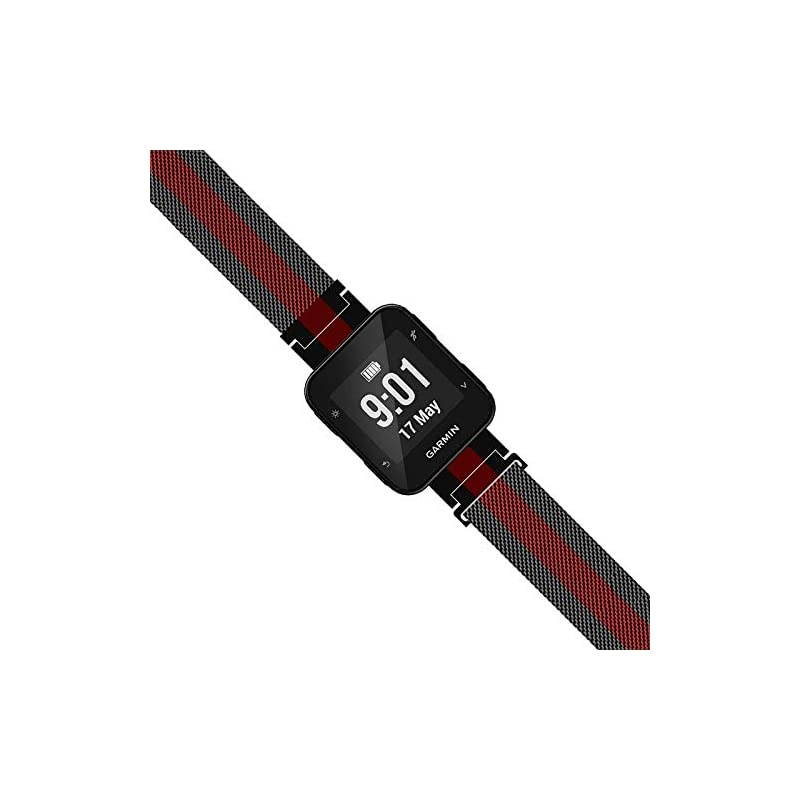 Steel Mesh Strap Compatible with Garmin Forerunner 35 Band RedBlack Large