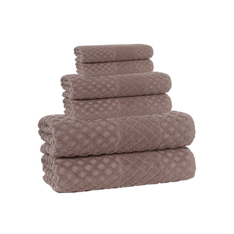 6pc Glossy Turkish Cotton Bath Towel Set Beige - Enchante Home