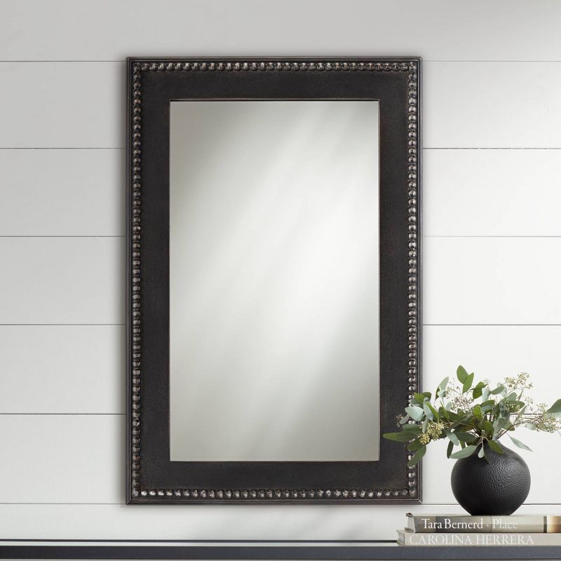 Noble Park Corson Black Beaded 24" x 36" Rectangular Wall Mirror