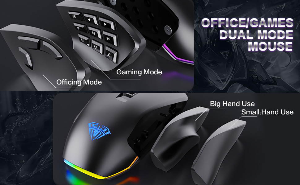 AULA H510 RGB Wired Gaming Mouse 10000 DPI Side Buttons Macro Programmable Ergonomic 14 Keys Backlit Gamer Mice For Laptop Desktop PC