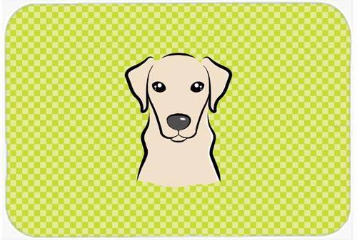 Checkerboard Lime Green Yellow Labrador Mouse Pad, Hot Pad or Trivet BB1284MP