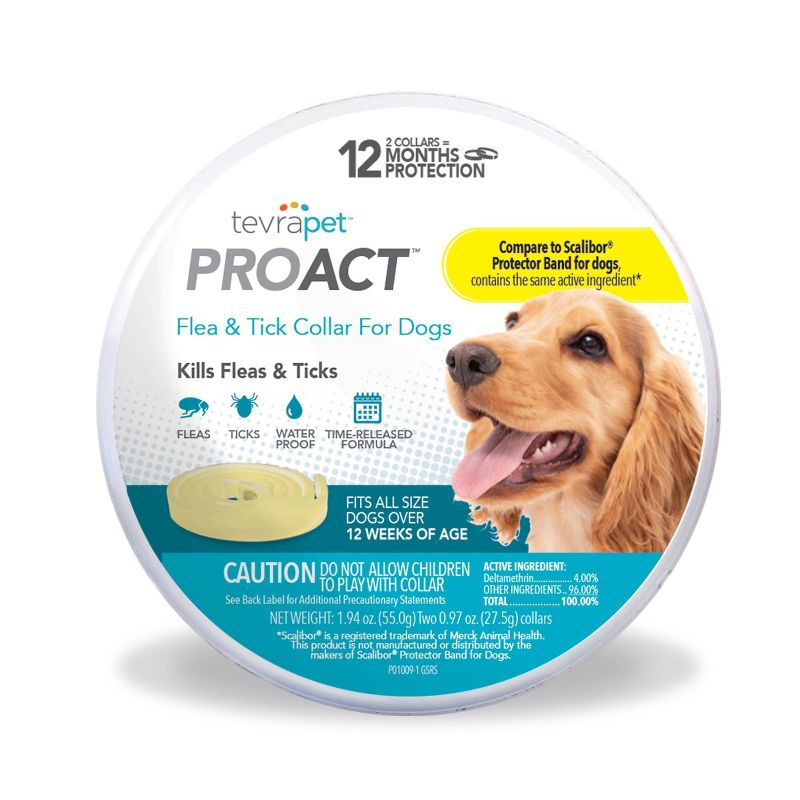 Tevra Pet ProAct Flea & Tick Collar Dog Insect Treatment - 12 Months