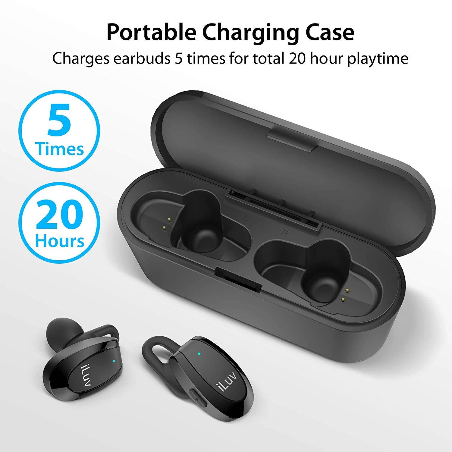 iLuv TrueBTAir True Wireless Stereo In-Ear Earbuds with Charging Case - Black